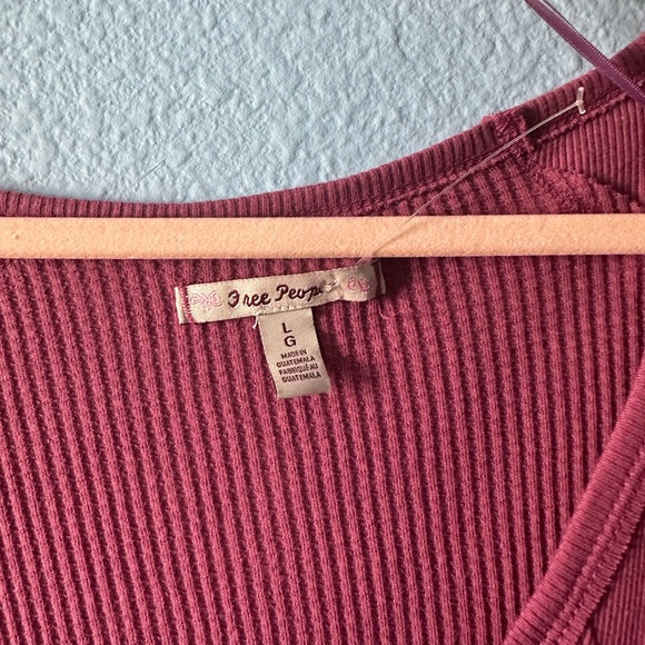 NWOT Free People Santa Clara Thermal Purple  Ribbed V-Neck - Picture 3 of 5